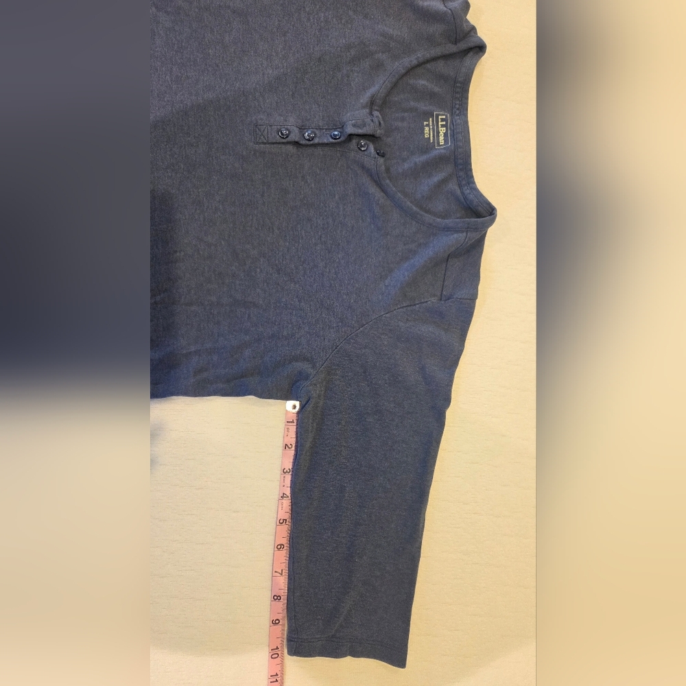 L.L. Bean Women's Slate Blue Henley Three-Quarter Sleeve Top - Picture 5 of 6